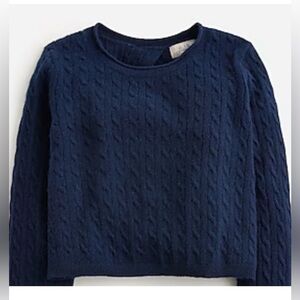 NWT J. Crew Cropped Cashmere Sweater with Bow Tie - Navy Blue XL